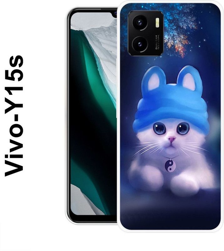 JATLAND Back Cover for Vivo Y15s  (Blue, White, Silicon)