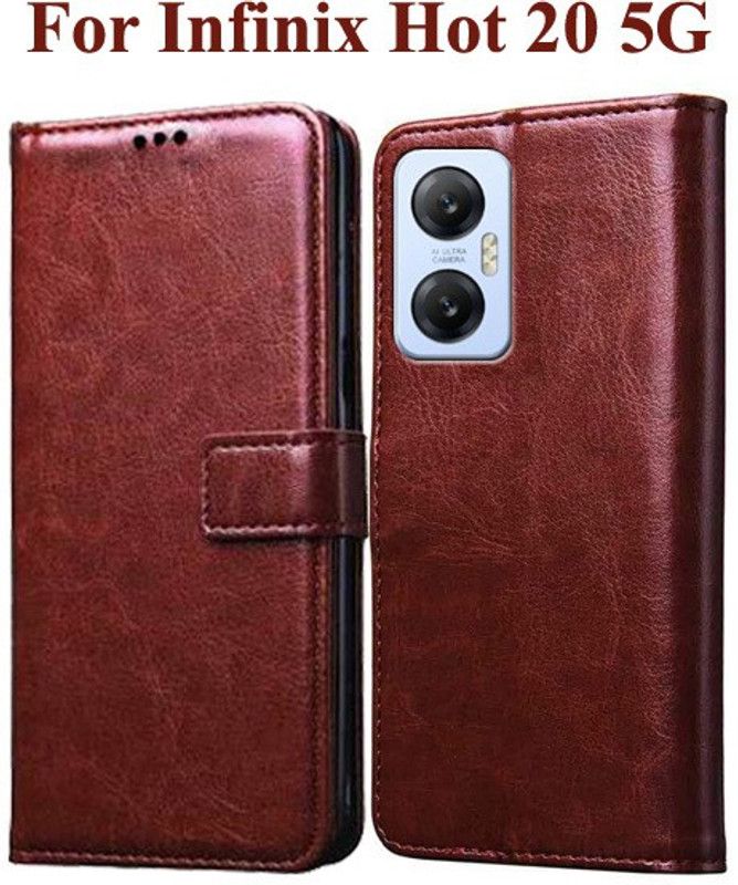 Krumholz Flip Cover for Infinix Hot 20 5G  (Brown, Pack of: 1)