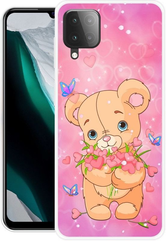BLUEZAP Back Cover for Samsung Galaxy M12, Samsung Galaxy A12  (Pink, Brown, Grip Case, Silicon, Pack of: 1)