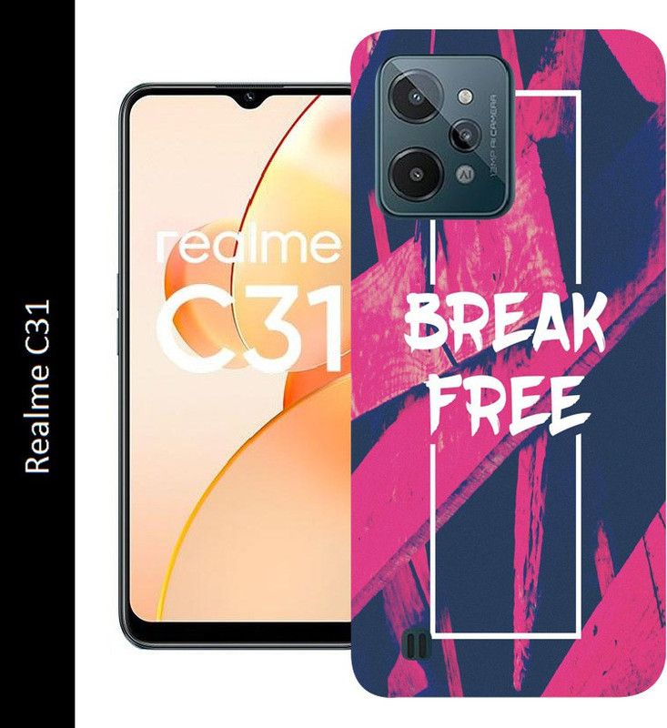 Gabroo Back Cover for Realme C31  (Blue, Pink, Grip Case, Silicon, Pack of: 1)