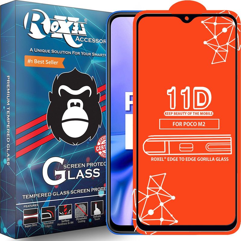 Roxel Edge To Edge Tempered Glass for Poco M2  (Pack of 1)