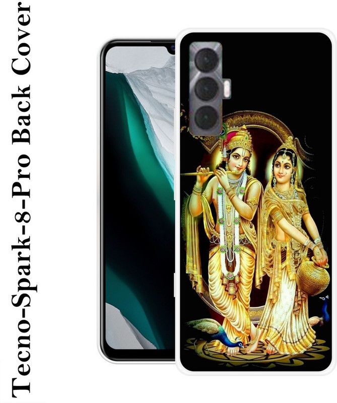 SHIVKUDI Back Cover for Tecno Spark 8 Pro  (Black, Gold, Silicon)