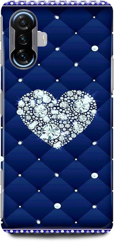 JUGGA Back Cover for POCO F3 GT, HEART, BLUE, BLING, STAR, LOVE  (Blue, Hard Case, Pack of: 1)