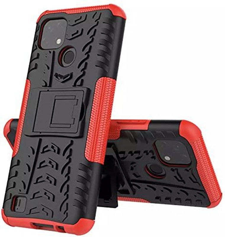 Empire Accessories Back Cover for Realme C21Y Dazzle tyre case with kick stand  (Red, Pack of: 1)