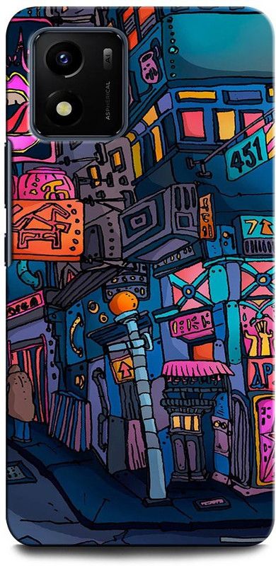 INTELLIZE Back Cover for VIVO Y15s WALLET CITY, COLORFULL, ABSTRACT, STREET  (Multicolor, Hard Case, Pack of: 1)