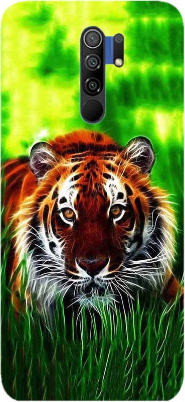 METOO Back Cover for REDMI 9 PRIME, Tiger Design Print Back Cover Print : 74  (Multicolor, Dual Protection, Silicon, Pack of: 1)