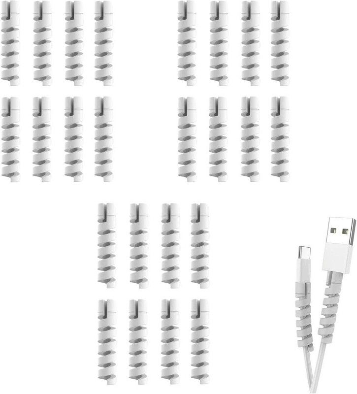 Promi Spiral Charger Cable for Data Cable Saver Charging Cord Cable Cover(24 Pcs) Cable Protector  (Grey)