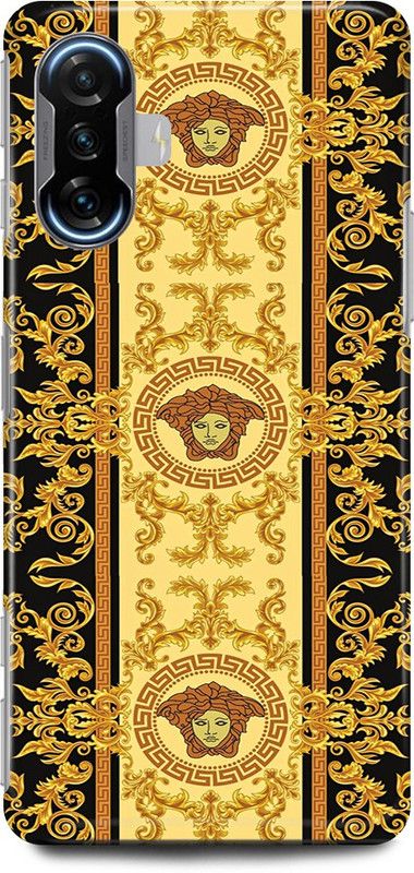 play fast Back Cover for POCO F3 GT VERSACE, DESIGN, ART, LOGO  (Gold, Hard Case, Pack of: 1)
