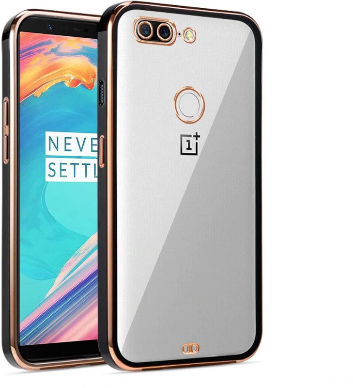 VOSKI Back Cover for OnePlus 5T Electroplating TPU Transparent Soft Silicon Chrome Case  (Black, Flexible, Silicon, Pack of: 1)