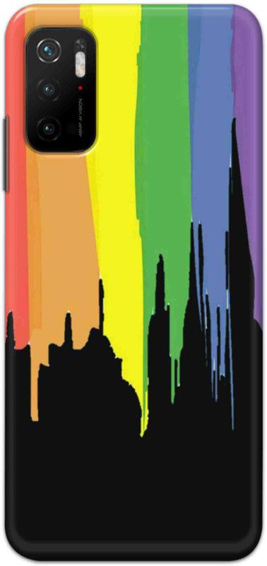 NDCOM Back Cover for POCO M3 Pro 5G Rainbow Colors On Black Printed  (Multicolor, Hard Case, Pack of: 1)