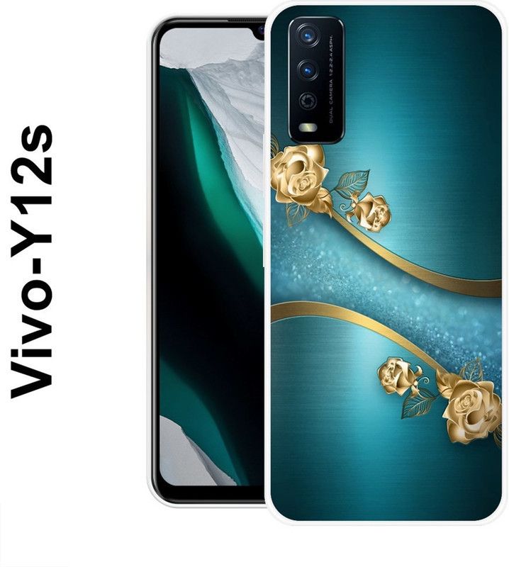 BAGRA Back Cover for Vivo Y12S 2021, Vivo Y20, Vivo Y20i, Vivo Y20G, Vivo Y20A, Vivo Y20T  (Blue, Gold, Grip Case, Silicon)