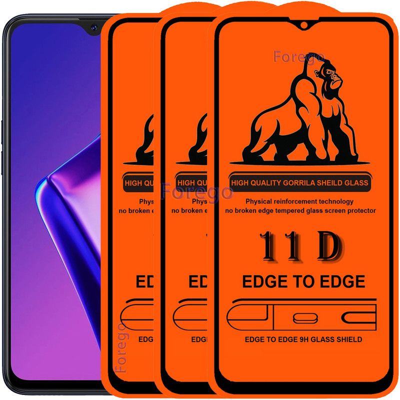 Forego Edge To Edge Tempered Glass for Oppo A15  (Pack of 3)