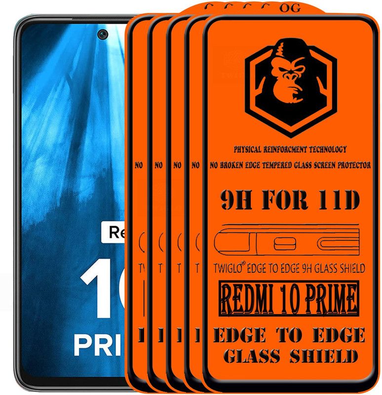 TWIGLO Edge To Edge Tempered Glass for REDMI 10 PRIME  (Pack of 5)