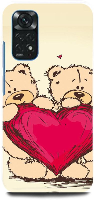play fast Back Cover for Redmi Note 11S TEDDY, BEAR, DOLL, CARTOON, HEART  (Pink, Hard Case)