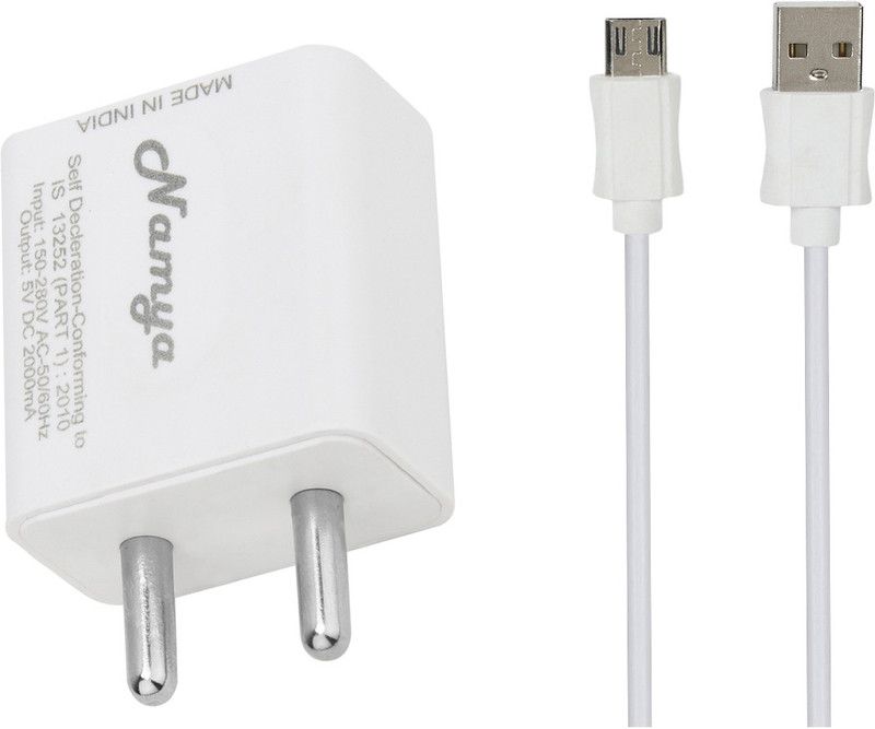 NAMYA 5 W NA 1 A Mobile 2A. FAST CHARGER &SYNC/DATA CABLE FOR L__YF WATER 11 Charger with Detachable Cable  (White, Cable Included)