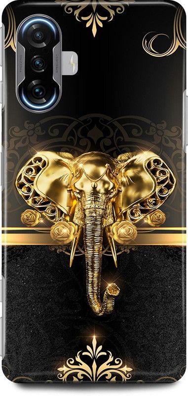 play fast Back Cover for POCO F3 GT GOLDEN, BLACK, GANESH, JI, ELEPHANT, ART  (Gold, Hard Case, Pack of: 1)