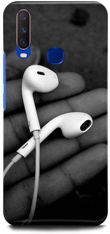 JUGGA Back Cover for Vivo Y11, 1906, APPLE, EARPHONE, HEADPHONE, MUSIC  (Black, Hard Case, Pack of: 1)