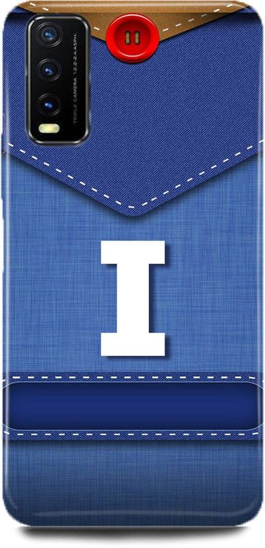 FUGGA Back Cover for Vivo Y20, V2029, I, LETTER, ALPHABET, BLUE, JEANS, PATTERN, I, NAME  (Multicolor, Hard Case, Pack of: 1)