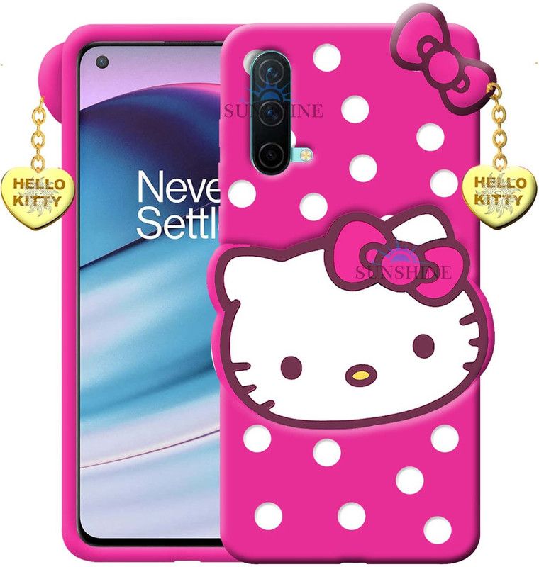 SUNSHINE Back Cover for Oneplus Nord CE 5G Hello Kitty Mobile Back Cover| 3D Cute Kitty|with Heart Pendant  (Pink, Flexible, Pack of: 1)