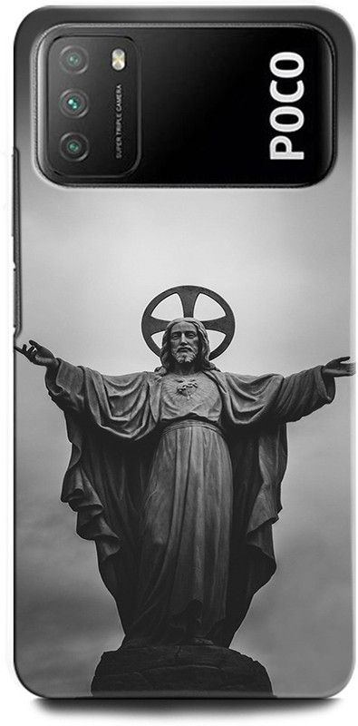 ORBIQE Back Cover for POCO M3 MZB082QIN JESUS, CRIST, JESUS SAVES CROSS, GOD, LORD JESUS  (Multicolor, Hard Case, Pack of: 1)