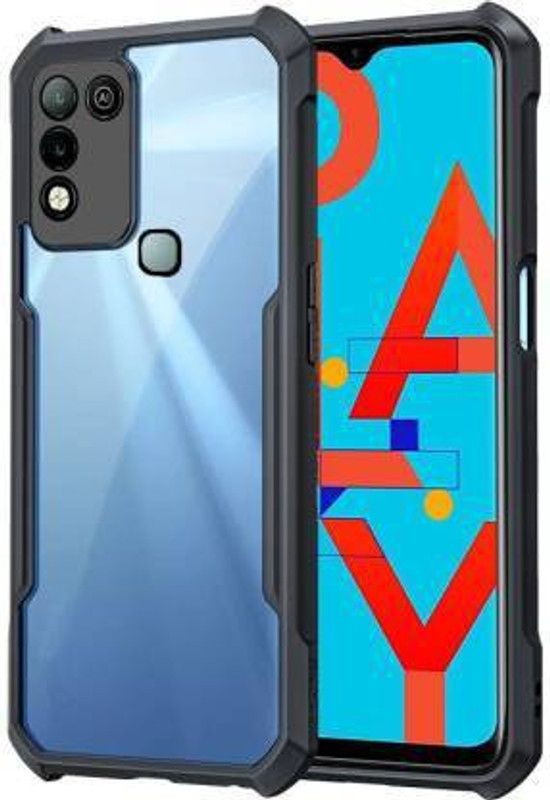 Aarnu Back Cover for Infinix Hot 10  (Black, Transparent, Dual Protection, Pack of: 1)