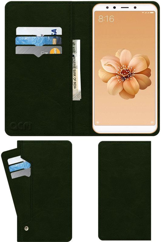 ACM Flip Cover for Mi 6X  (Green, Cases with Holder, Pack of: 1)