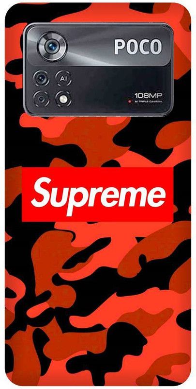 play fast Back Cover for POCO X4 Pro 5G, SUPREME, SIGN, LOGO, DESIGN  (Orange, Hard Case, Pack of: 1)