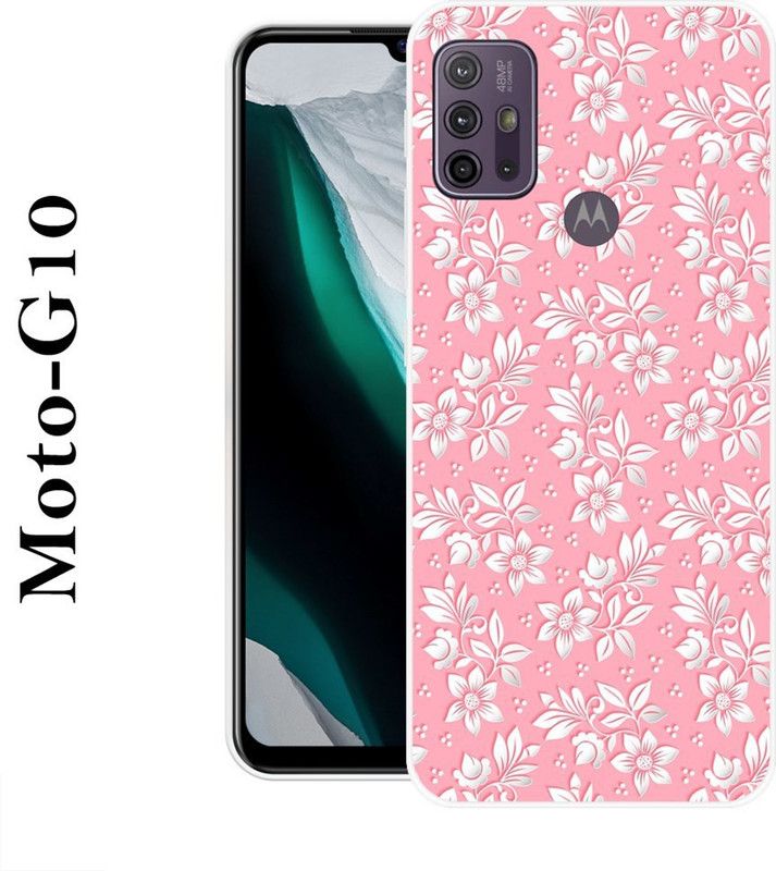 KUDI Back Cover for Motorola Moto G10  (Pink, White, Silicon)