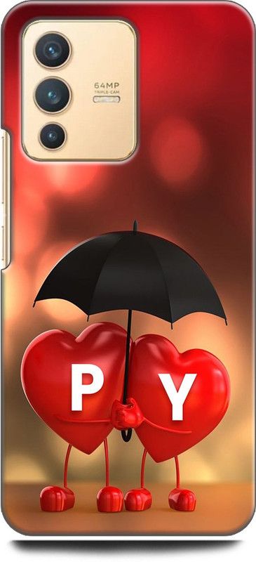 KEYCENT Back Cover for Vivo V23 Pro 5G, V2132 P Y, P LOVES Y, NAME, ALPHABET, PY LOVE, HART, BLUE  (Multicolor, Shock Proof, Pack of: 1)