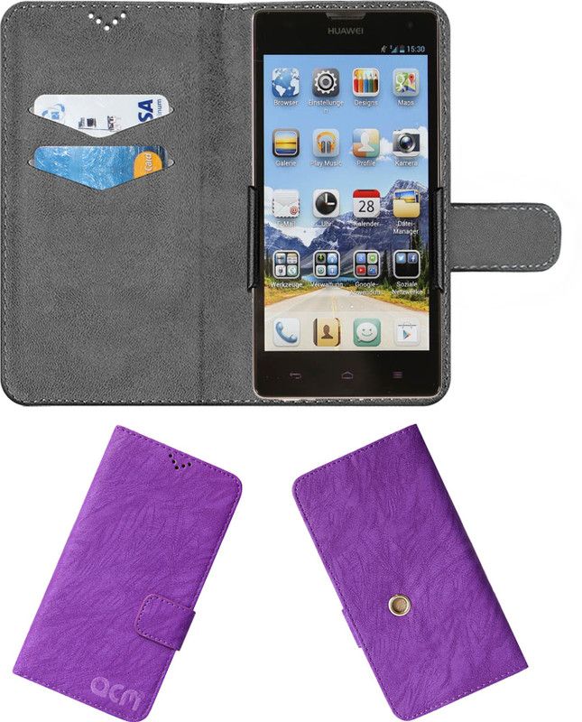 ACM Flip Cover for Huawei Ascend G740  (Purple, Cases with Holder, Pack of: 1)