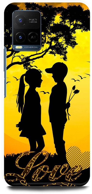 FIKORA Back Cover for Vivo Y21, V2149, LOVE, COUPLE, QUITE, VALENTINE, LOVERS  (Yellow, Hard Case, Pack of: 1)