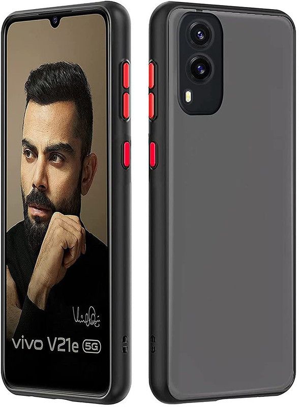 FIVE-O Back Cover for Vivo V21e  (Black, Camera Bump Protector, Pack of: 1)