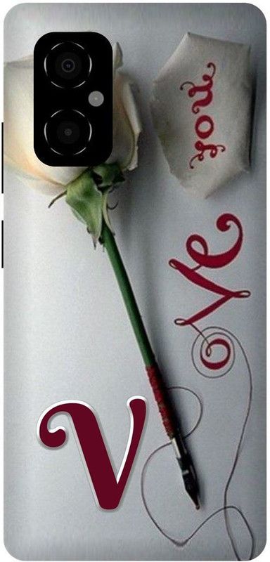 play fast Back Cover for POCO M4 5G, MZB0BRWIN, V, NAME, LETTER, ALPHABET, LOVE  (Silver, Hard Case, Pack of: 1)