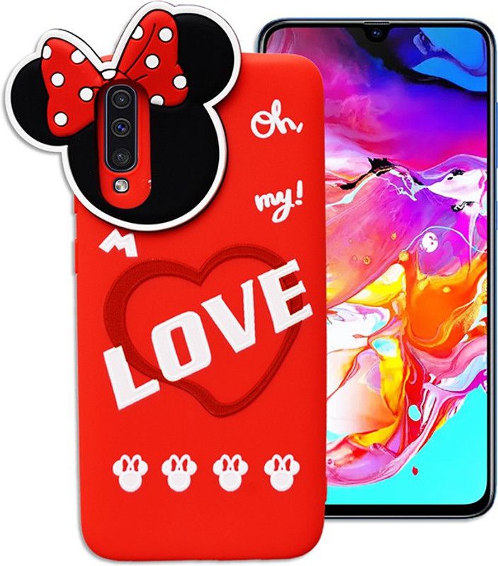 MARSHLAND Back Cover for Samsung Galaxy A70, Soft Silicon Flexible Love Printed Design Rubber (Red)  (Red, Grip Case, Pack of: 1)