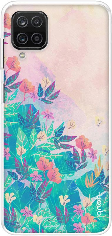 QRIOH Back Cover for Samsung Galaxy A12  (Pink, Green, Grip Case, Silicon, Pack of: 1)