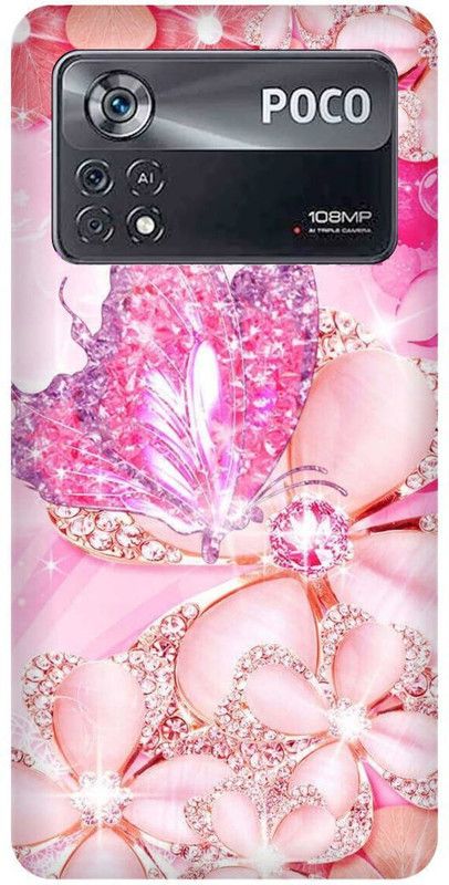 play fast Back Cover for POCO X4 Pro 5G, PINK, GOLDEN, DIAMOND, BUTTERFLY, LOVE  (Pink, Hard Case, Pack of: 1)