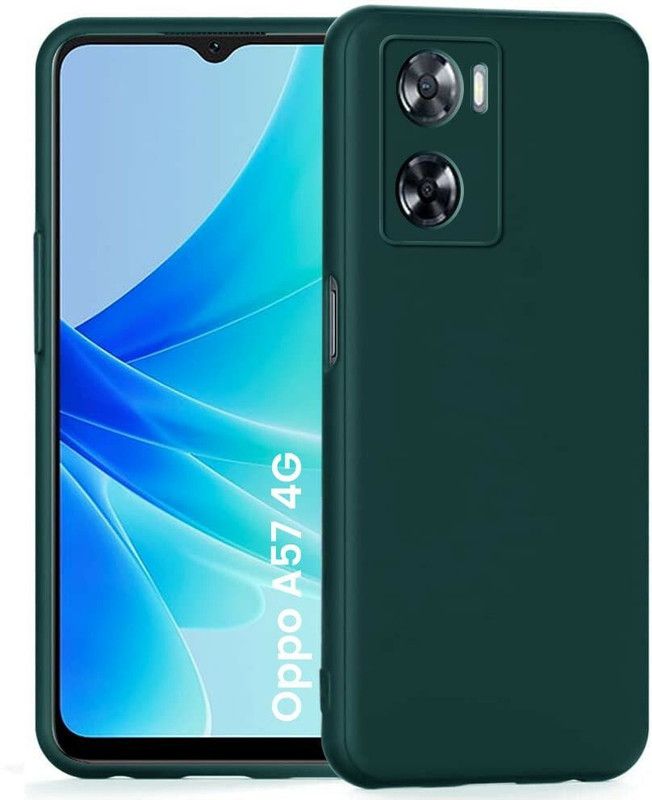 WOW Imagine Back Cover for Oppo A57 4G 2022 Ultra Slim Soft Rubberised Back Cover | Inner Velvet Fabric Lining |  (Green, Matte Finish, Silicon, Pack of: 1)