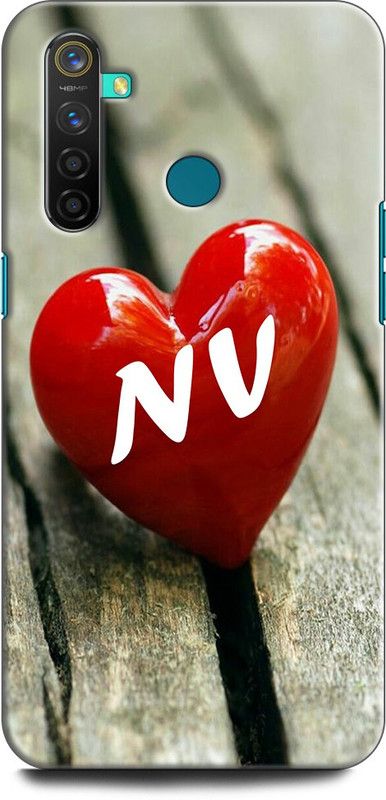 INDICRAFT Back Cover for Realme Narzo 10, RMX2040 N V, N LOVES V, NAME, LETTER, ALPHABET, NV LOVE, HART, BLUE  (Multicolor, Shock Proof, Pack of: 1)