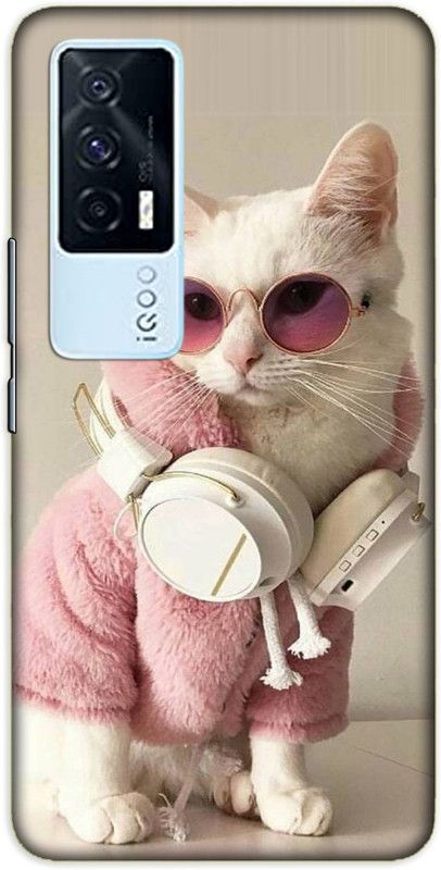 iprinto Back Cover for iQOO 7, iQOO 7 5G Cat Back Cover  (White, Hard Case, Pack of: 1)