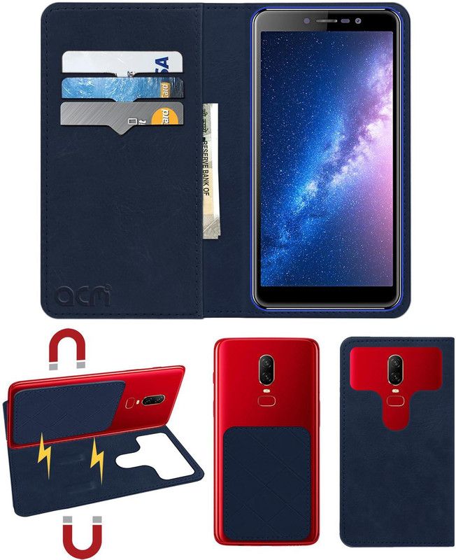 ACM Flip Cover for Panasonic P101  (Blue, Cases with Holder, Pack of: 1)