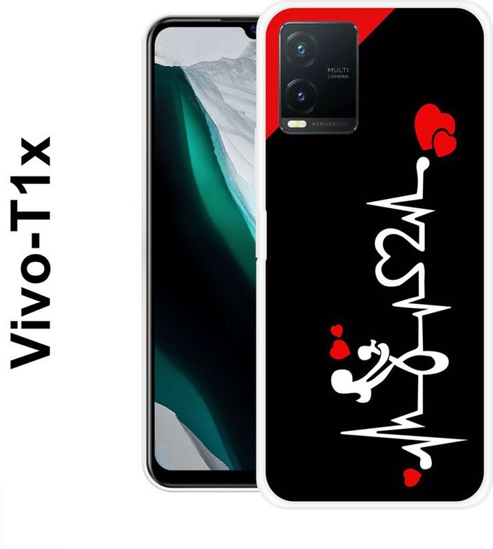INDIALAND Back Cover for Vivo T1x  (Black, White, Grip Case, Silicon)