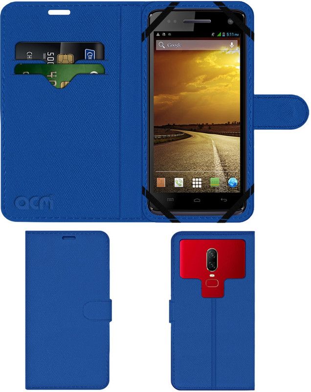 ACM Flip Cover for Micromax Canvas 2 Colors A120  (Blue, Cases with Holder, Pack of: 1)
