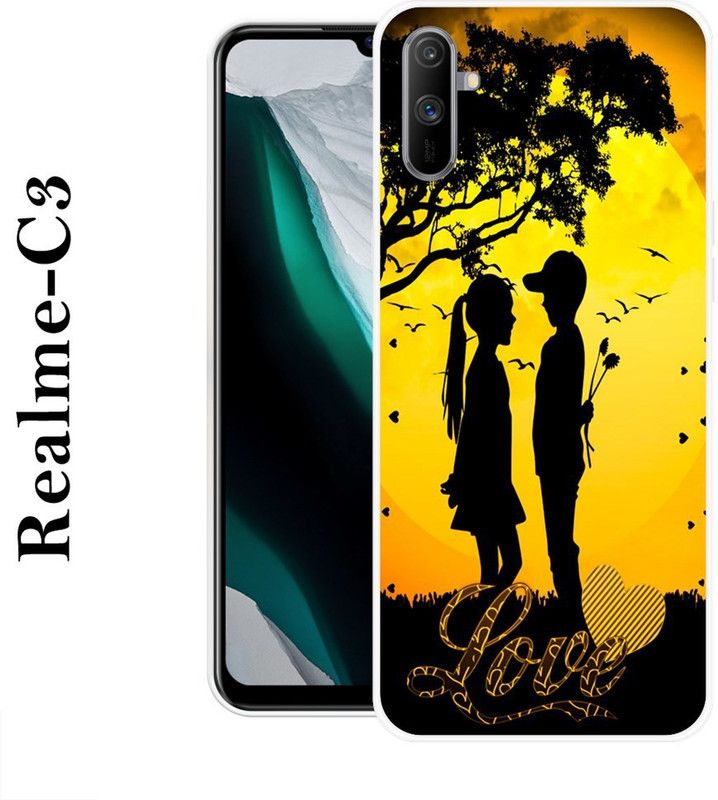 REALKING Back Cover for Realme C3  (Blue, Yellow, Silicon)