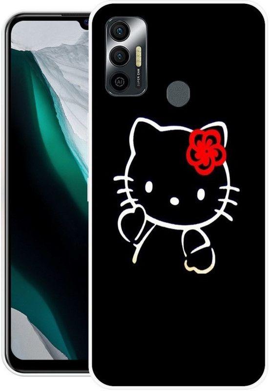 Printcase Back Cover for Tecno Spark 7  (Black, Dual Protection, Silicon, Pack of: 1)
