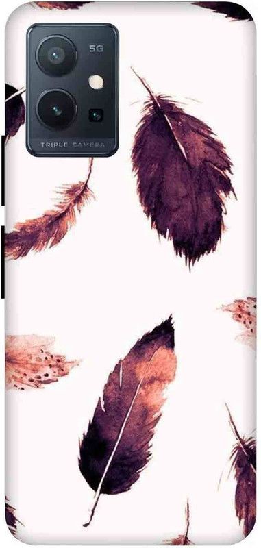 NDCOM Back Cover for VIVO Y75 5G Beautiful Feathers Printed  (Multicolor, Hard Case, Pack of: 1)