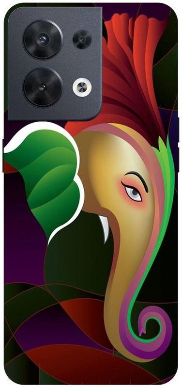 Wall Art Back Cover for OPPO RENO 8 (5G) Ganesh Art, Ganesha Painting, Ganesh JI Printed  (Multicolor, Dual Protection, Pack of: 1)