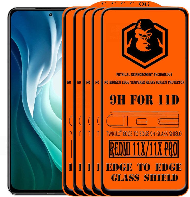 TWIGLO Edge To Edge Tempered Glass for REDMI 11X PRO  (Pack of 5)