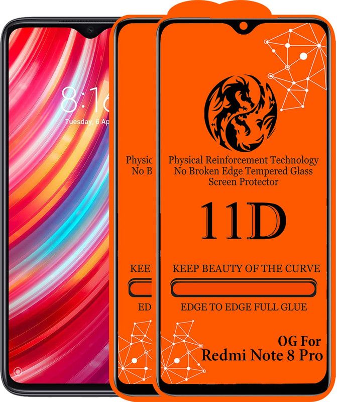 Ascensify Edge To Edge Tempered Glass for Redmi Note 8 Pro  (Pack of 2)
