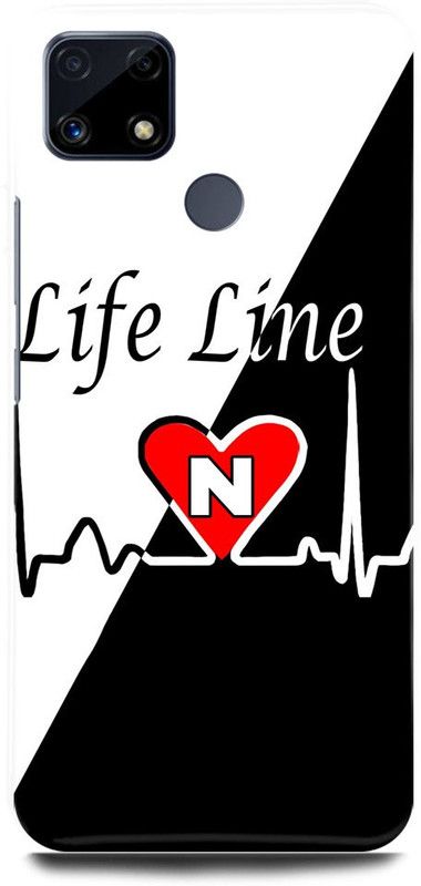 FRONK Back Cover for Realme C25s, RMX3197, N NAME, LETTER, ALPHABET, LIFELINE  (Black, Hard Case, Pack of: 1)