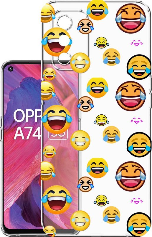HANIRY Back Cover for Oppo A74 5G / CPH2263 mobile cover | EMOJIS | Design | PNG_61  (Multicolor, Flexible, Silicon, Pack of: 1)